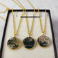 Moss Agate Pendant Necklace, 14K Gold Plated Chain, Boho Jewelry