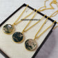 Moss Agate Pendant Necklace, 14K Gold Plated Chain, Boho Jewelry