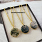 Moss Agate Pendant Necklace, 14K Gold Plated Chain, Boho Jewelry