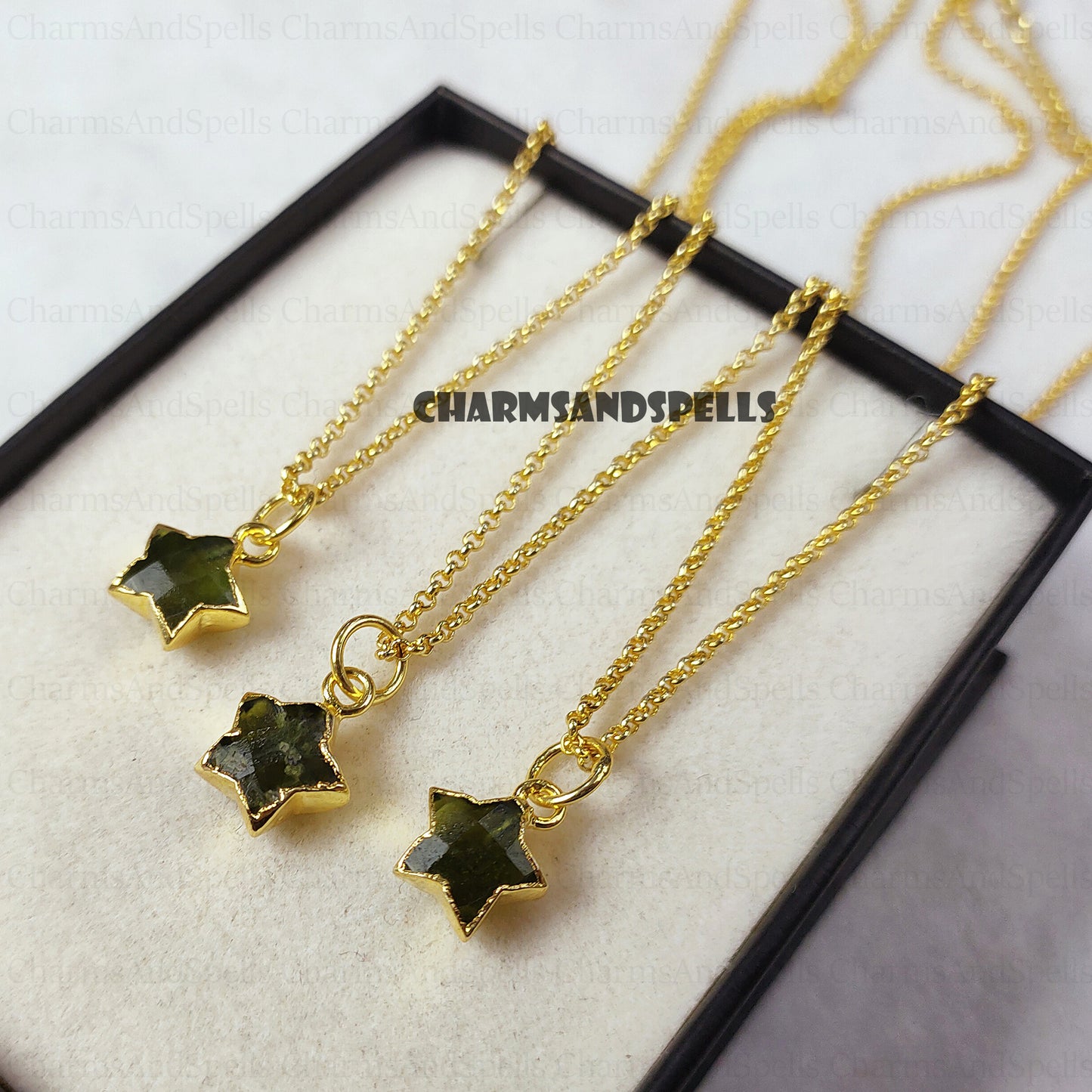 Star Peridot Necklace, August Birthstone Necklace, Peridot Birthday Gift, Gold Plated Necklace, Personalized Gift for Friend, Gift Jewelry
