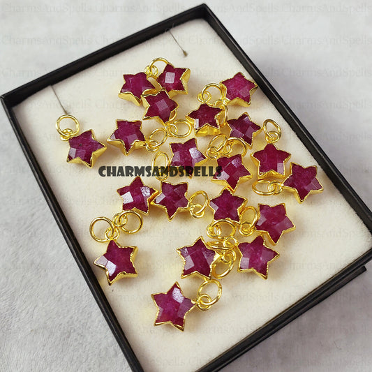 Dainty Ruby Star Shape Necklace, Tiny Ruby Necklace, Handmade Jewelry, Perfect Valentines Gift for Her, Celestial Jewelry, Best Friend Gift