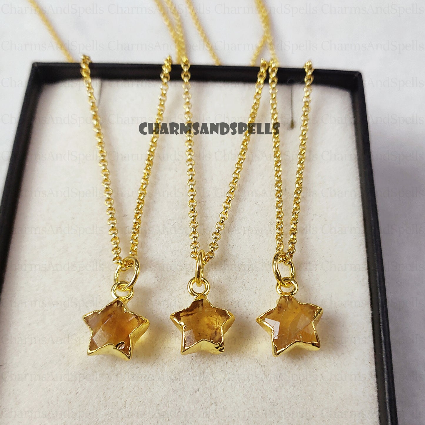 Citrine Star Necklace, November Birthstone Necklace, Star Shaped Necklace, Simple Citrine Necklace, Wire Wrapped Citrine Necklace