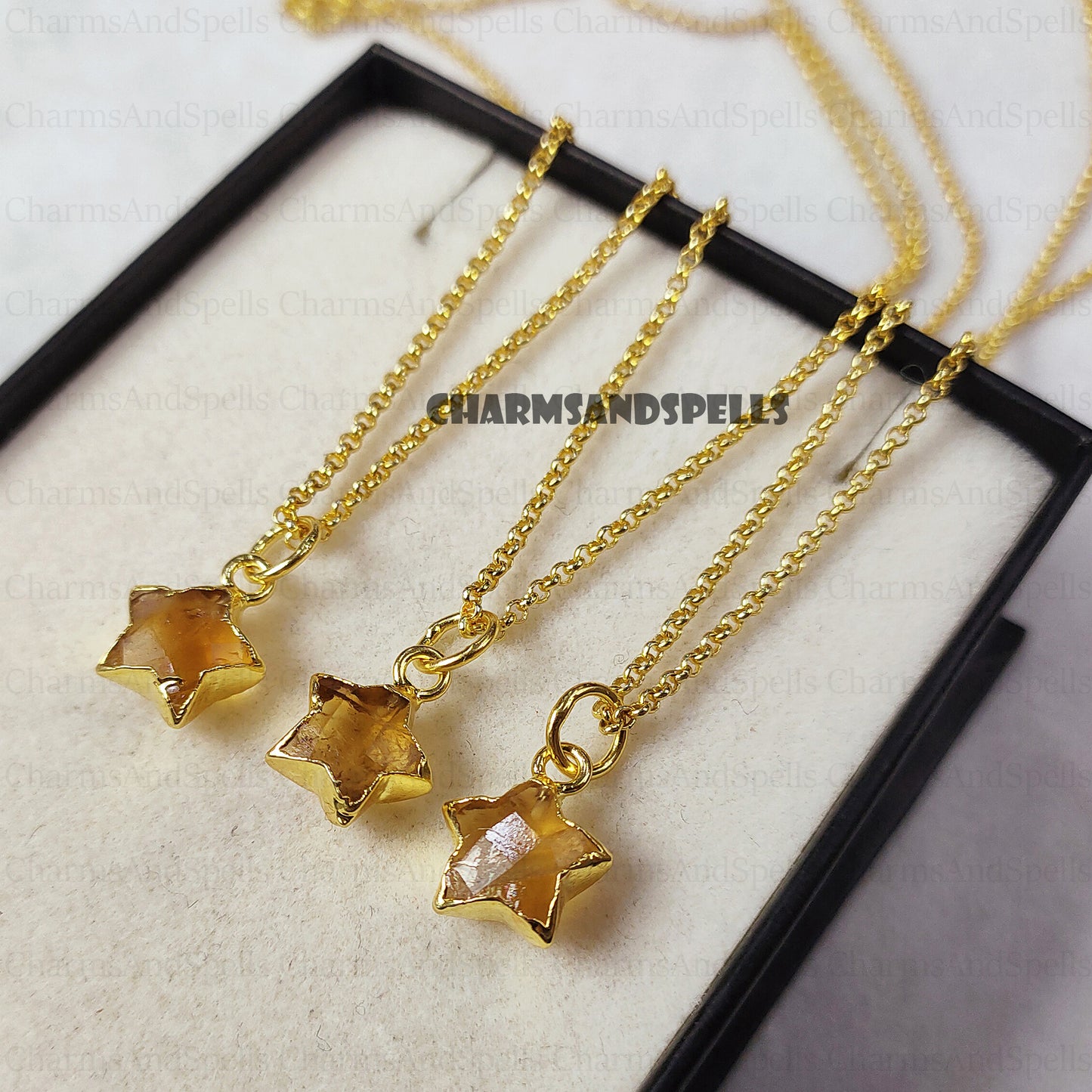 Citrine Star Necklace, November Birthstone Necklace, Star Shaped Necklace, Simple Citrine Necklace, Wire Wrapped Citrine Necklace