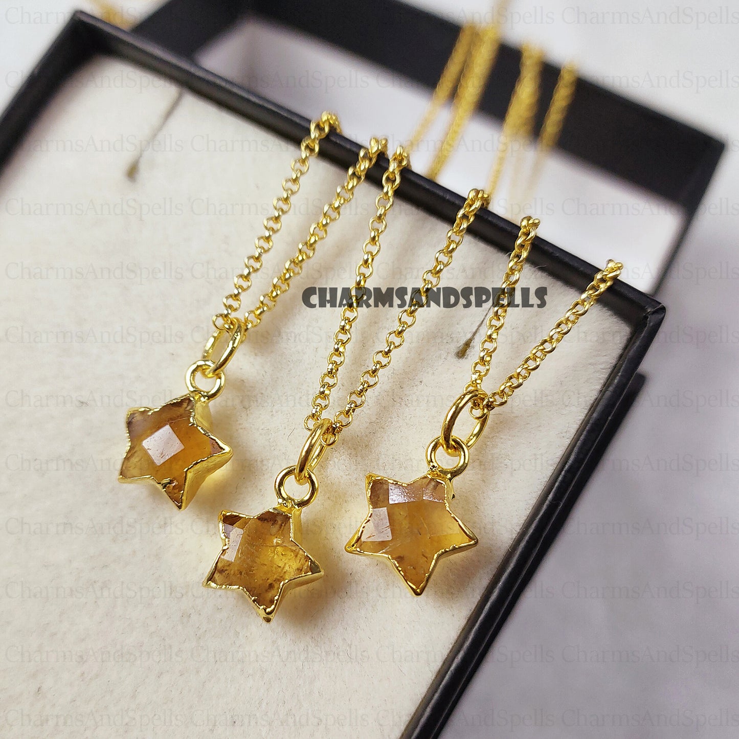 Citrine Star Necklace, November Birthstone Necklace, Star Shaped Necklace, Simple Citrine Necklace, Wire Wrapped Citrine Necklace