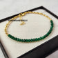 Minimalist Emerald Bracelet, Green Gemstone Jewelry, May Birthstone