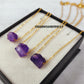 Natural Amethyst Pendant Necklace | February Birthstone Layered Raw Gemstone Jewelry