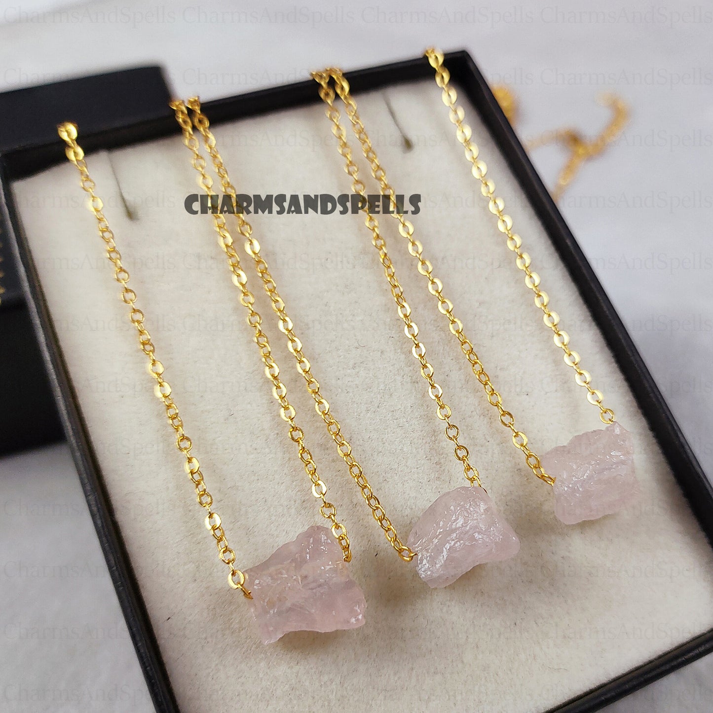 Raw Rose Quartz Gemstone Necklace, Stone Of Self-Love Necklace, Raw Crystal Necklace, Birthstone Necklace, Valentine Day Gift, Boho Necklace