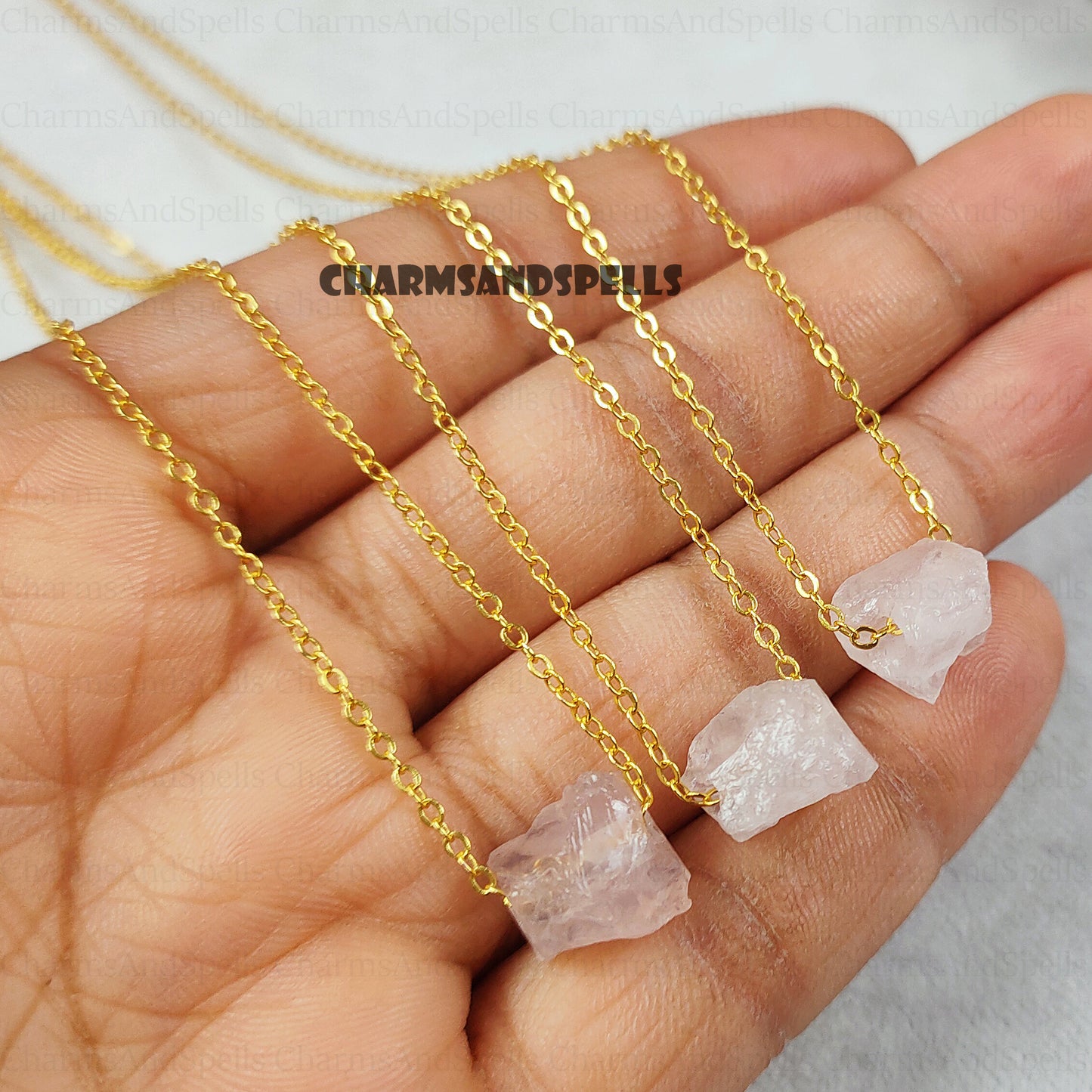 Raw Rose Quartz Gemstone Necklace, Stone Of Self-Love Necklace, Raw Crystal Necklace, Birthstone Necklace, Valentine Day Gift, Boho Necklace