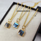 Tiny Labradorite Slice Pendant Necklace | Electroformed Boho Layered Jewelry