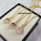 Raw Rose Quartz Pendant Necklace | Crystal Jewelry Layered Necklace