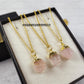 Raw Rose Quartz Pendant Necklace | Crystal Jewelry Layered Necklace