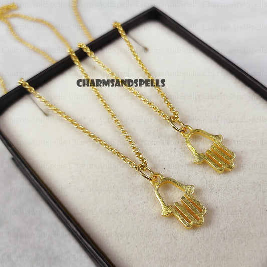 Hand Of God Necklace, Custom Hamsa Necklace, 18K Gold Plated Protection Pendant, Hamsa Charm Necklace, Religious Necklace, Minimalist gifts