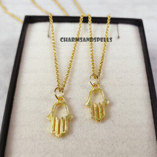 Hand Of God Necklace, Custom Hamsa Necklace, 18K Gold Plated Protection Pendant, Hamsa Charm Necklace, Religious Necklace, Minimalist gifts