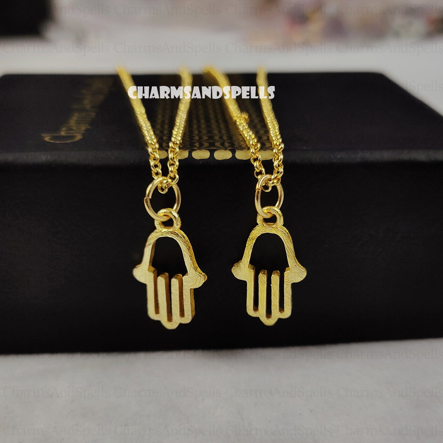 Hand Of God Necklace, Custom Hamsa Necklace, 18K Gold Plated Protection Pendant, Hamsa Charm Necklace, Religious Necklace, Minimalist gifts