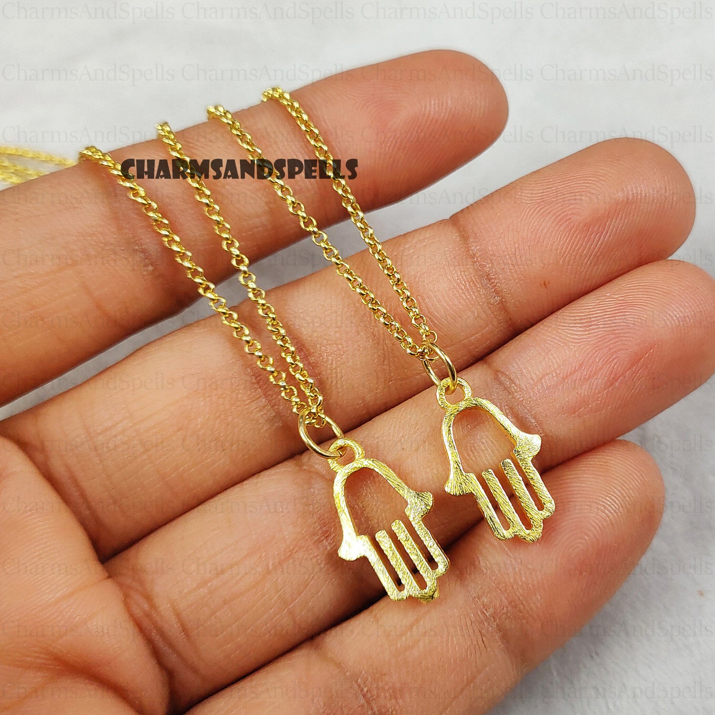 Hand Of God Necklace, Custom Hamsa Necklace, 18K Gold Plated Protection Pendant, Hamsa Charm Necklace, Religious Necklace, Minimalist gifts