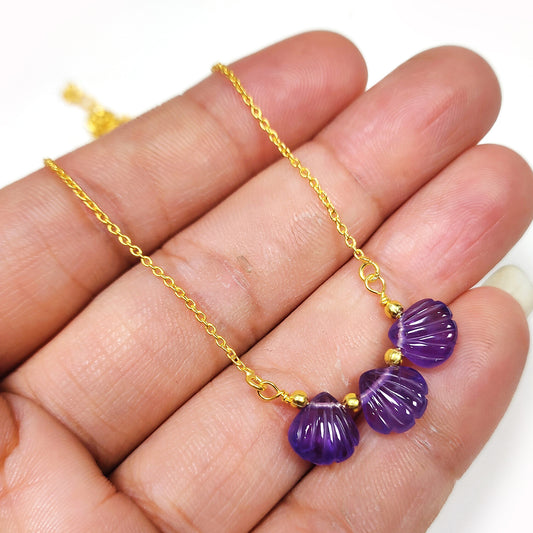 Handmade Purple Amethyst Necklace, Tiny Amethyst Necklace, 925 Silver Chain Necklace, Purple Gemstone, Charm Necklace, Anniversary Day gifts