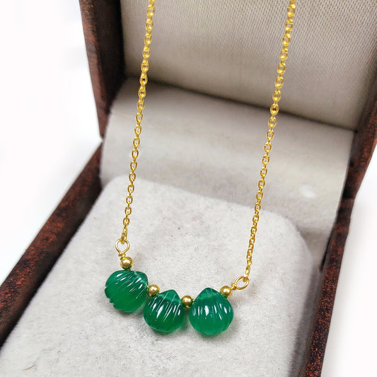Green Onyx Necklace, May Birthstone Jewelry, Carved Gemstone Necklace, 925 Silver Necklace, Green Stone Jewelry, Gift Ideas, Gift For Her