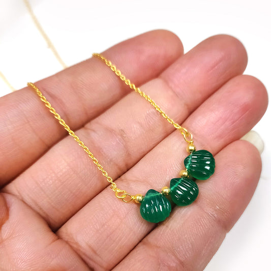 Green Onyx Necklace, May Birthstone Jewelry, Carved Gemstone Necklace, 925 Silver Necklace, Green Stone Jewelry, Gift Ideas, Gift For Her