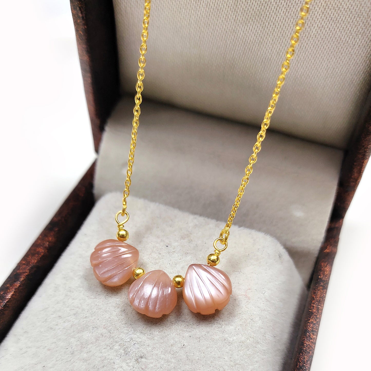 Natural Peach Moonstone Necklace, Tiny June Birthstone Crystals, 925 Silver Necklace, Genuine Beaded Peach Gemstone Choker, Gift for Teen