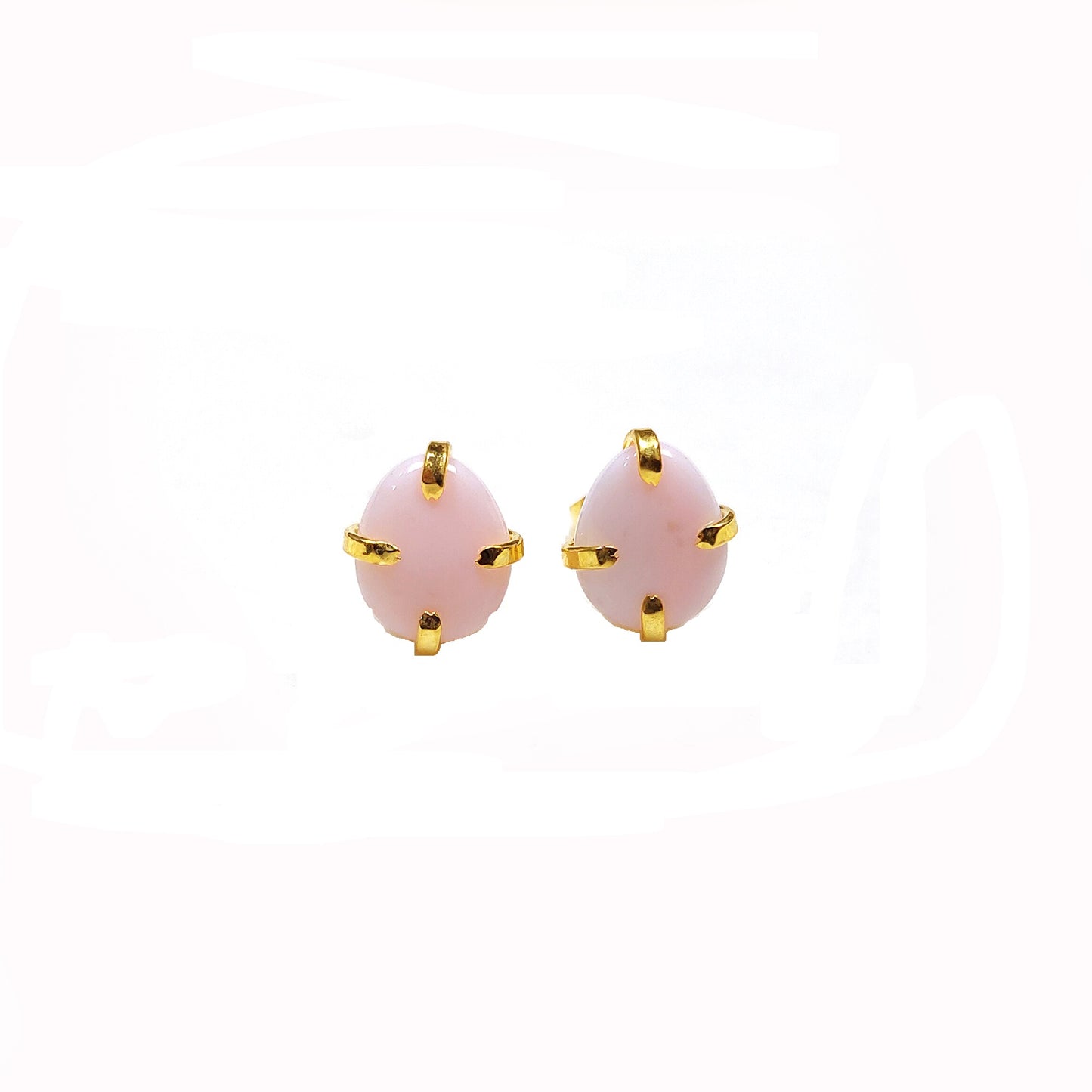 Pink Opal Stud Earrings | 925 Sterling Silver | Oval Gemstone Jewelry