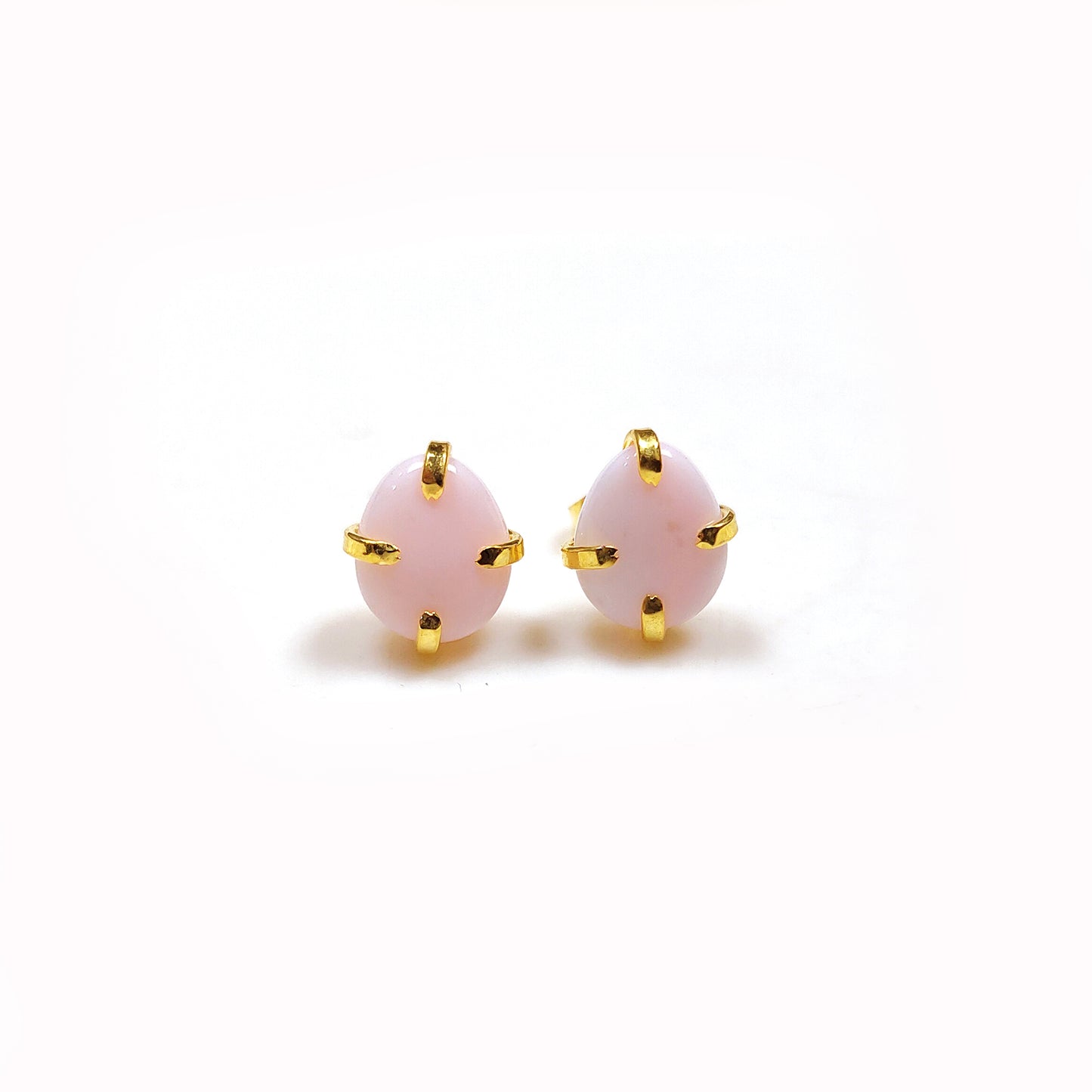 Pink Opal Stud Earrings | 925 Sterling Silver | Oval Gemstone Jewelry