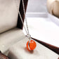 Carnelian Crystal Ball Necklace, 925 Silver Round Pendant, Healing Jewelry Gift