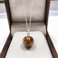 Tiger Eye Ball Necklace, 925 Silver Crystal Pendant, Wedding & Gift Jewelry for Her