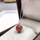 Strawberry Quartz Ball Necklace, Handmade Gemstone Pendant in 925 Silver Gift