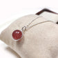 Strawberry Quartz Crystal Ball Pendant Necklace, 925 Silver Gemstone Jewelry Gift