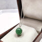 Green Strawberry Quartz Ball Necklace, Natural Gemstone Pendant in 925 Silver Gift