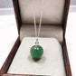 Green Strawberry Quartz Ball Necklace, Natural Gemstone Pendant in 925 Silver Gift