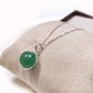Green Strawberry Quartz Ball Necklace, Natural Gemstone Pendant in 925 Silver Gift