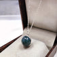 Natural Moss Agate Ball Necklace, Green Crystal Pendant in 925 Sterling Silver Gift