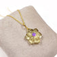 Lemon Quartz Necklace, Yellow Crystal Flower Pendant, Amethyst 925 Silver Choker