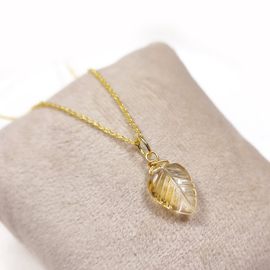 Genuine Citrine Necklace, November Birthstone /Handmade Jewelry/ Necklaces for Women, Leaf Citrine, Gemstone Necklace, Birthstone Necklace