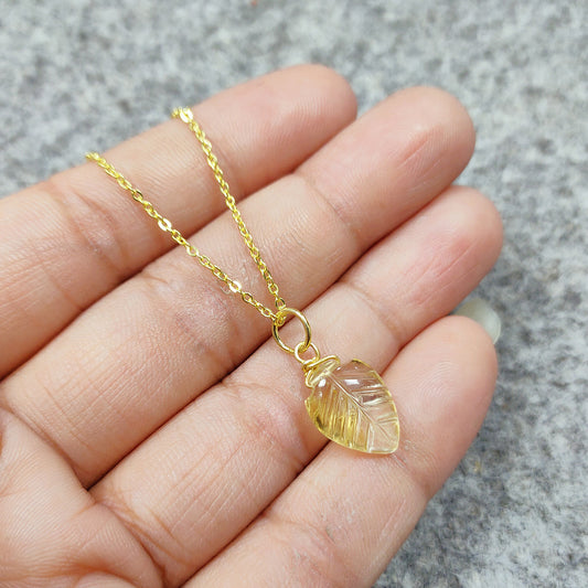 Genuine Citrine Necklace, November Birthstone /Handmade Jewelry/ Necklaces for Women, Leaf Citrine, Gemstone Necklace, Birthstone Necklace