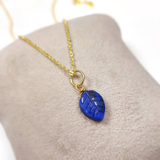 Lapis Lazuli Necklace, Dark Blue Lapis Teardrop Pendant, Leaf Shape Necklace in 925 Silver, September Birthstone, Simple Gift for her