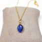 Lapis Lazuli Necklace, Teardrop Leaf Pendant in 925 Silver, September Birthstone Gift