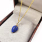 Lapis Lazuli Necklace, Teardrop Leaf Pendant in 925 Silver, September Birthstone Gift