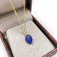 Lapis Lazuli Necklace, Teardrop Leaf Pendant in 925 Silver, September Birthstone Gift