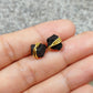 Raw Black Tourmaline Stud Earrings, Sterling Silver Wire Wrap Crystal Jewelry Gift