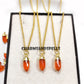 Natural Carnelian Pencil Pendant Necklace | 14K Gold Plated Boho Gemstone Jewelry