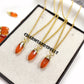 Natural Carnelian Pencil Pendant Necklace | 14K Gold Plated Boho Gemstone Jewelry