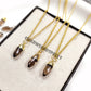 Smoky Quartz Pencil Pendant Necklace | 14K Gold Plated Minimalist Gemstone Jewelry