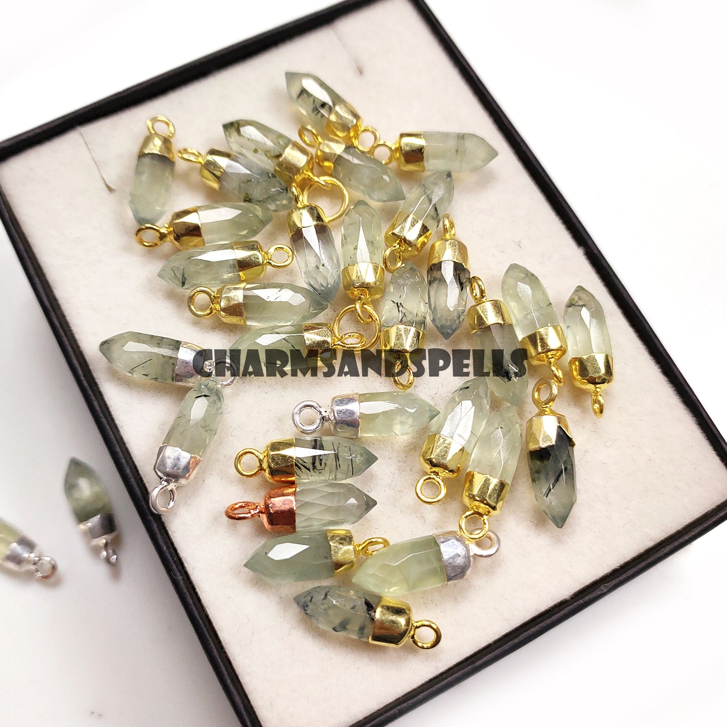 Prehnite Pencil Necklace - 14k Gold Plated Necklace for layering - Mother's Day Jewelry Gifts, Bridesmaids, Wife, Girlfriend, Gift For Her