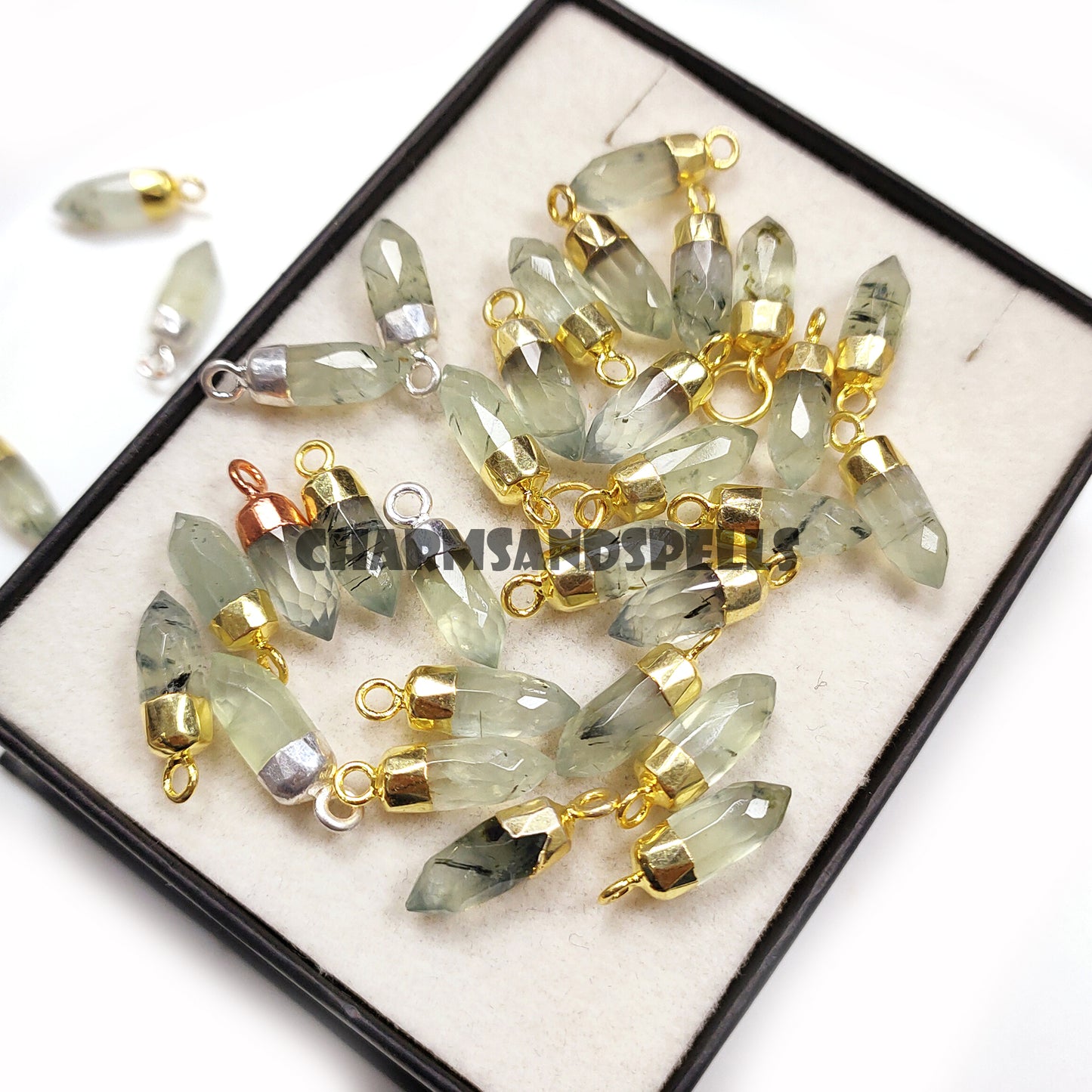 Prehnite Pencil Necklace - 14k Gold Plated Necklace for layering - Mother's Day Jewelry Gifts, Bridesmaids, Wife, Girlfriend, Gift For Her