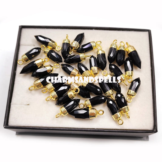 Natural Black Onyx Pencil Pendant Necklace, 14K Gold Plated Necklace, Onyx Pendant for Men & Women, Bridal Gifts, Gifts For Her