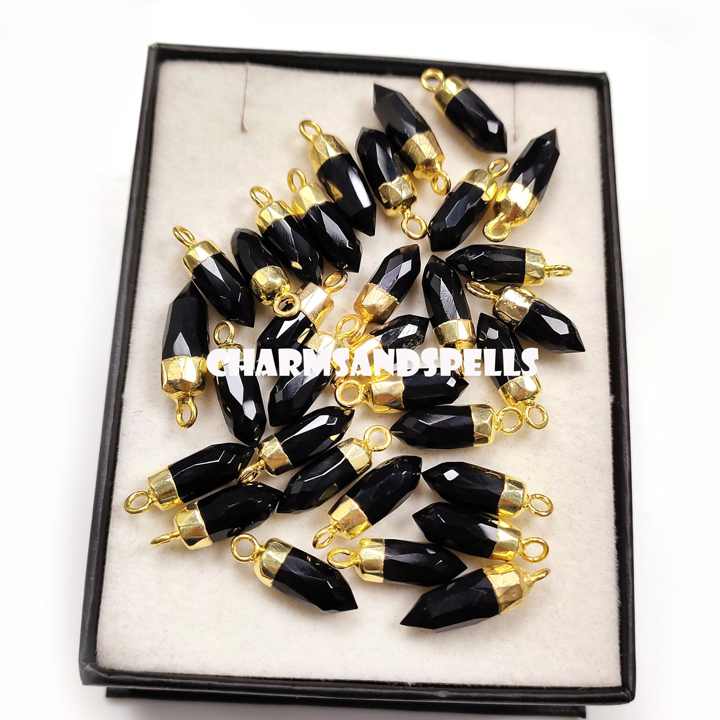 Natural Black Onyx Pencil Pendant Necklace, 14K Gold Plated Necklace, Onyx Pendant for Men & Women, Bridal Gifts, Gifts For Her