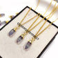 Natural Fluorite Pencil Pendant Necklace | 14K Gold Plated Crystal Healing Jewelry