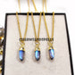 Flashy Labradorite Pencil Pendant Necklace | 14K Gold Plated Blue Fire Gemstone